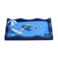 Middle Density Fibreboard Zen Sandbox Ornament, Square, half handmade, for home and office, blue 