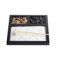 Middle Density Fibreboard Zen Sandbox Ornament, Square, half handmade, for home and office, black 