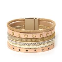 PU Leather Cord Bracelets, Star, plated, multilayer & Bohemian style & for woman 