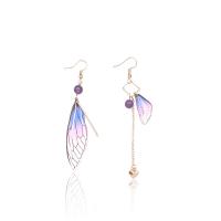 Asymmetric Earrings, Resin, with Zinc Alloy, Wing Shape, plated, for woman 