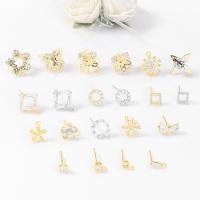 Brass Earring Drop Component, plated, DIY & micro pave cubic zirconia 