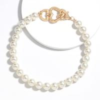 Zinc Alloy Necklace, with Plastic Pearl, plated, fashion jewelry & for woman, nickel, lead & cadmium free 