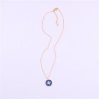 Collar de la joyería de titanio, Partículas de acero, con 1.96 inch extender cadena, chapado en color dorado, para mujer, azul, longitud:aproximado 16.14 Inch, Vendido por Sarta