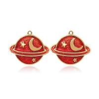 Enamel Brass Pendants, gold color plated & micro pave cubic zirconia Approx 1mm 