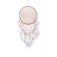 Fashion Dreamcatcher, Baumwollfaden, mit Feder & Holz & Eisen, gewebte Muster & verschiedene Stile für Wahl, weiß, 100mm, verkauft von PC