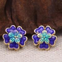 Brass Jewelry Beads, with enamel, Flower, plated, handmade 10MM 