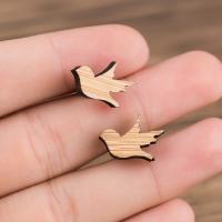 Wood Earring, Alloy, with Wood, Bird, plated, for woman 50mm 