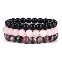 Pulsera de Piedras Preciosas, Hilo de algodón, pulsera, con Ágata & cuarzo rosado, Esférico, hecho a mano, tres piezas & protección contra la radiación & para mujer, color mixto, 8mm, Vendido por Set