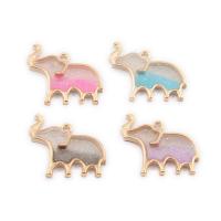 Zinc Alloy Enamel Pendants, Elephant, gold color plated, DIY 