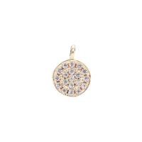 Cubic Zirconia Micro Pave Brass Pendant, gold color plated, DIY & micro pave cubic zirconia, metallic color plated, 10mm 