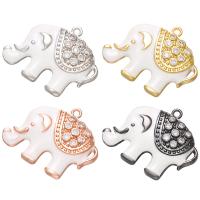 Enamel Brass Pendants, Elephant, plated, DIY & micro pave cubic zirconia Approx 1.5mm 