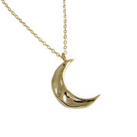 Sterling Silver Jewelry Necklace, 925 Sterling Silver, Moon, plated, oval chain & for woman Approx 15.9-17.7 Inch 