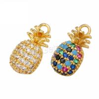 Cubic Zirconia Micro Pave Brass Pendant, Pineapple, gold color plated, DIY & micro pave cubic zirconia Approx 1.2mm 