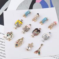 Zinc Alloy Enamel Pendants, with enamel, plated, DIY & with rhinestone 6*18mm 