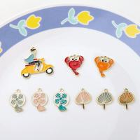 Zinc Alloy Enamel Pendants, with enamel, plated, DIY 30*31mm 