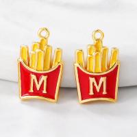 Enamel Brass Pendants, French Fries, plated, DIY, golden, 9*14mm Approx 1mm 