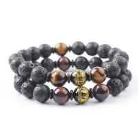 Lava Bead Bracelet, portable & durable & break proof black, 10mm .48 Inch 