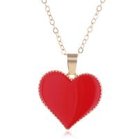 Enamel Zinc Alloy Necklace, with 2inch extender chain, Heart, gold color plated, oval chain & for woman Approx 16.5 Inch 