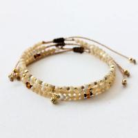 naturelle Nacre Bracelet à, coquille, avec Alliage de cuivre, Rond, Placage de couleur d'or, unisexe & réglable & styles différents pour le choix, plus de couleurs à choisir, 3mm Environ 7.5 pouce Vendu par sac