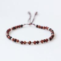 Tiger Eye Stone Bracelets, Round, Unisex & adjustable, red, 3mm Approx 7.5 Inch 