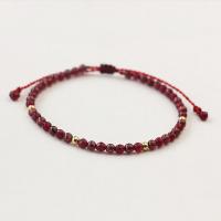 Natural Garnet Bracelet, Unisex & adjustable & faceted, red, 3mm Approx 7.5 Inch 