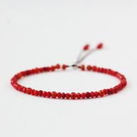 Rose Pulsera Ágata, Ágata roja, Esférico, unisexo & ajustable & diferentes estilos para la opción, Rojo, 3mm, longitud:aproximado 7.5 Inch, 5Strandsfilamento/Bolsa, Vendido por Bolsa