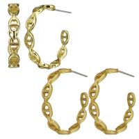 Brass Hoop Earring, plated, for woman & hollow 0.5mm 