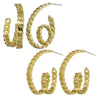 Brass Hoop Earring, plated, for woman & hollow 0.5mm 