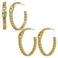 Brass Hoop Earring, plated, for woman & hollow 0.5mm 