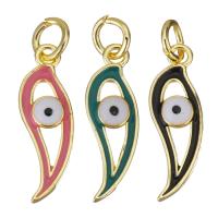 Enamel Brass Pendants, Evil Eye, gold color plated, hollow Approx 4mm 