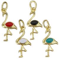 Enamel Brass Pendants, Bird, gold color plated Approx 4mm 