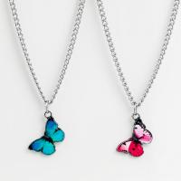 Enamel Zinc Alloy Necklace, with enamel, Butterfly, plated, fashion jewelry & for woman nickel, lead & cadmium free 