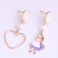 Asymmetric Earrings, Zinc Alloy, cute & fashion jewelry & for woman & enamel 