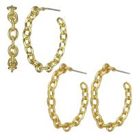 Brass Hoop Earring, plated, for woman & hollow 0.5mm 