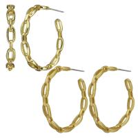 Brass Hoop Earring, plated, for woman & hollow 0.5mm 