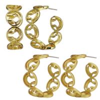 Brass Hoop Earring, Smiling Face, plated, for woman & hollow 0.5mm 