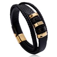 Unisex Armband, PU Leder, mit Edelstahl, plattiert, Modeschmuck & verschiedene Größen vorhanden, keine, frei von Nickel, Blei & Kadmium, verkauft von Strang