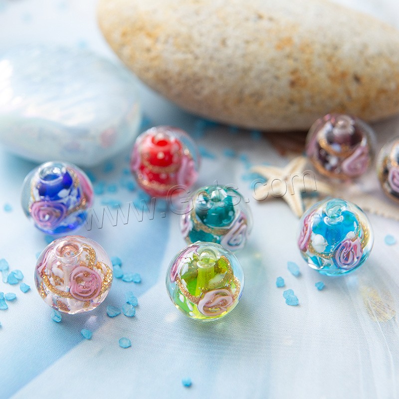 Inner Flower Lampwork Beads, Round, DIY & different size for choice, more colors for choice, Sold By PC