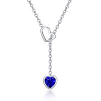 Collier de bijoux de titane, Acier titane, avec cristal, coeur, chaîne ovale & pour femme, couleur originale Environ 15.7 pouce Vendu par sac