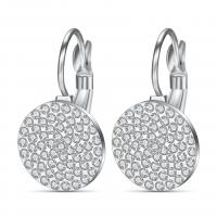 Huggie Hoop Drop Earring, Titanium Steel, Round, plated, micro pave rhinestone 12*12mm, 20/Pair 