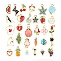 Zinc Alloy Enamel Pendants, gold color plated, DIY, mixed colors, 9-22mm 