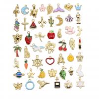 Zinc Alloy Enamel Pendants, gold color plated, DIY, mixed colors, 12-23mm 