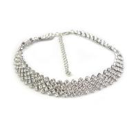 Mode Collier Choker, alliage de zinc, avec 2.75 inch chaînes de rallonge, Placage de couleur platine, pour femme & avec strass, couleur métallique plaquée Environ 12.99 pouce, Vendu par brin