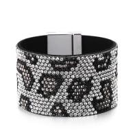 PU Leather Cord Bracelets, fashion jewelry & for woman & with rhinestone 