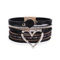 PU Leather Cord Bracelets, fashion jewelry & multilayer & for woman 