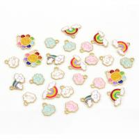 Zinc Alloy Enamel Pendants, cute & fashion jewelry & for woman, rainbow colors, 19mm,12mm 