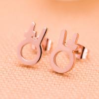 Acier titane boucle d oreille dormeuse, Placage, Mignon & pour femme, couleur or rose Vendu par paire