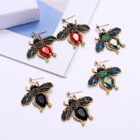 Zinc Alloy Rhinestone Drop Earring, Insect, gold color plated, for woman & with rhinestone 