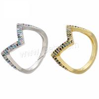 Brass Open Finger Ring, plated, Adjustable & micro pave cubic zirconia & for woman 