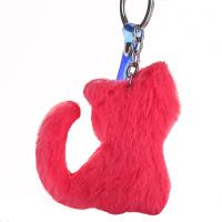 Fermoir porte clé en alliage de zinc, Peluche, avec alliage de zinc, chat, Portable & pour femme, plus de couleurs à choisir Vendu par PC